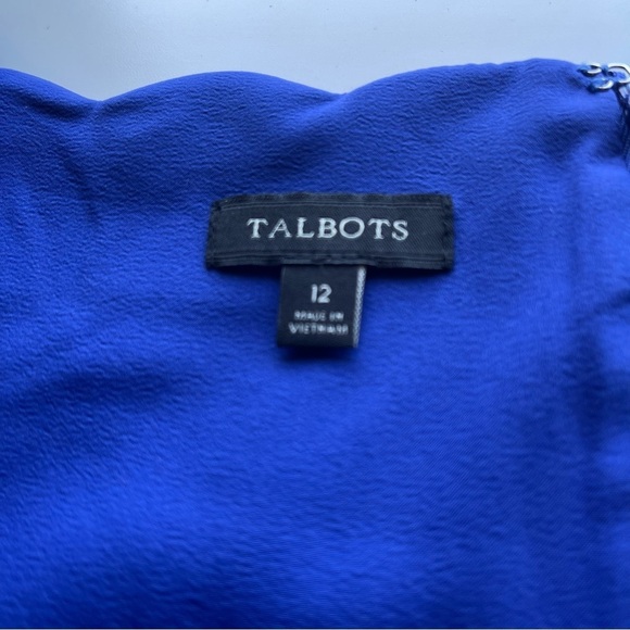 Talbots Square Neck Capped Sleeve Scalloped
Hem Sheath Dress Cobalt Blue. Sz.12 - Picture 3 of 9
